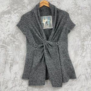 Anthropologie Gentle Current Draped Cardigan Sweater Marled Wool Blend